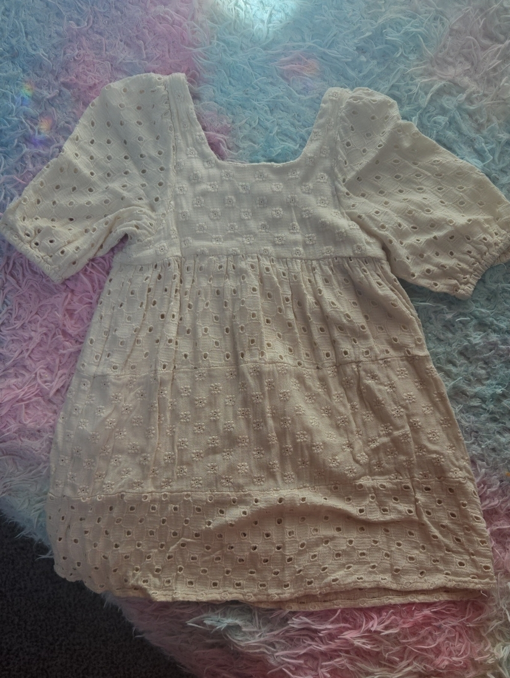 RYLEE + CRU Eyelet Puff Sleeve Dress